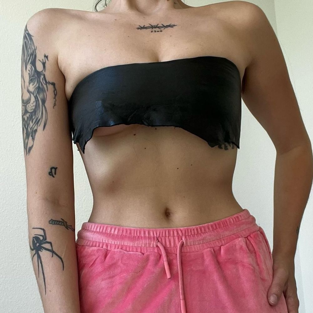 custom handmade avant guard black genuine leather crop top